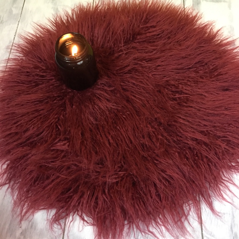 project 62 burgundy wine red fluffy furry placemat